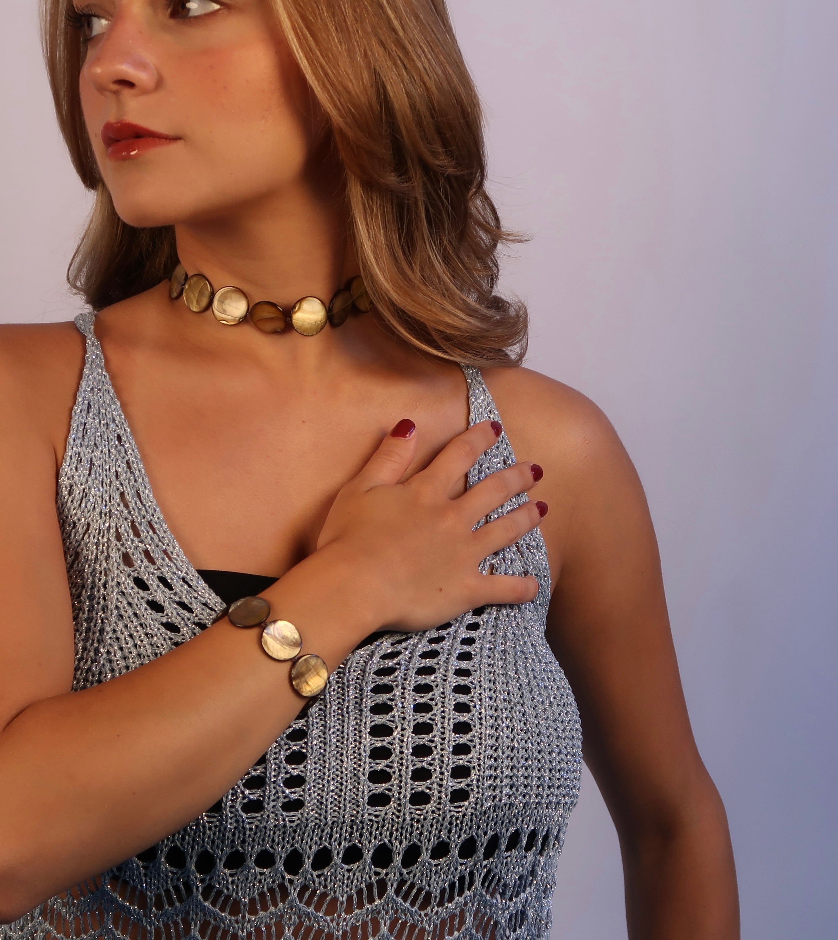 Pearl Bead Necklace - Golden Brown