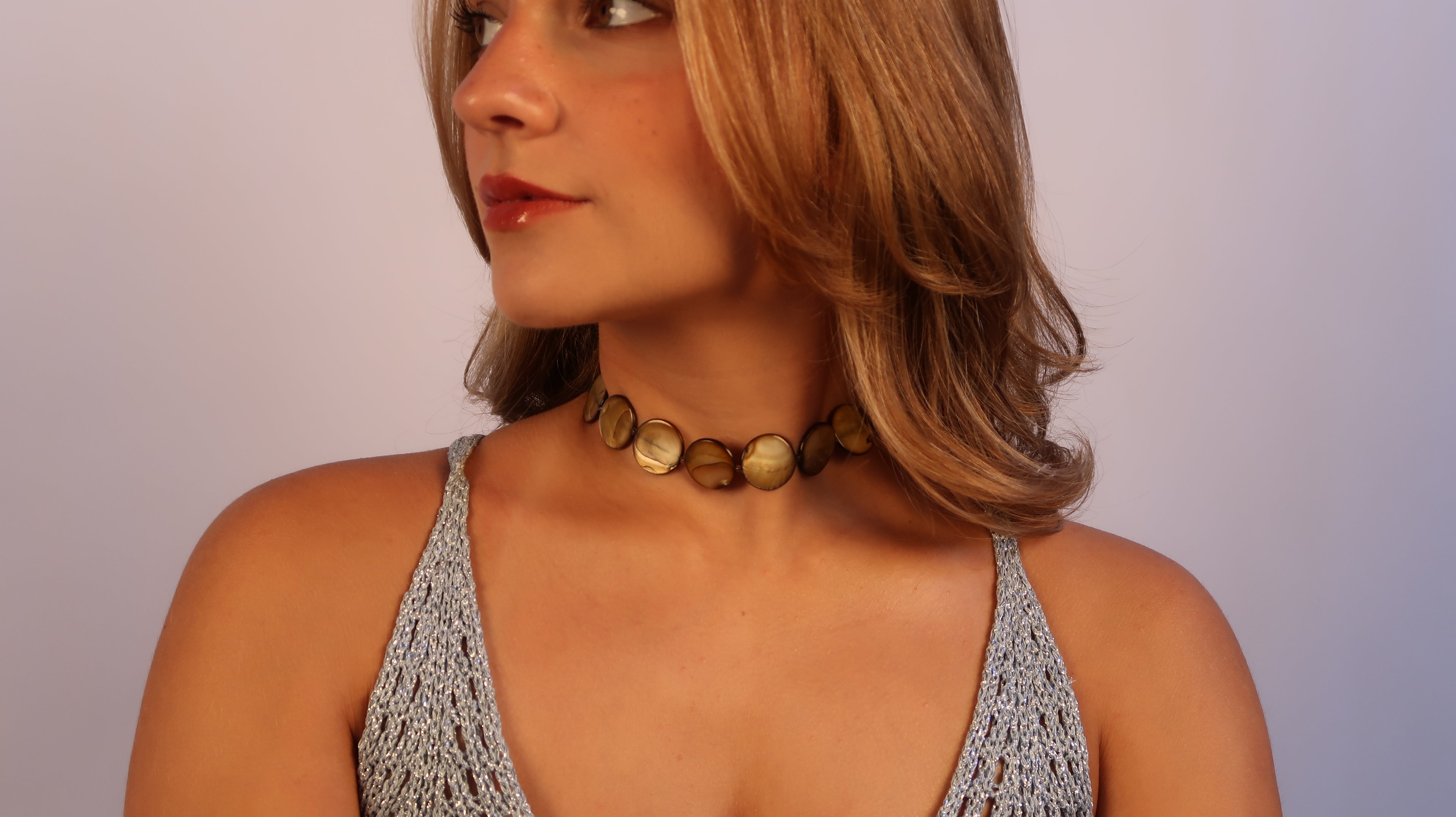 Pearl Bead Necklace - Golden Brown