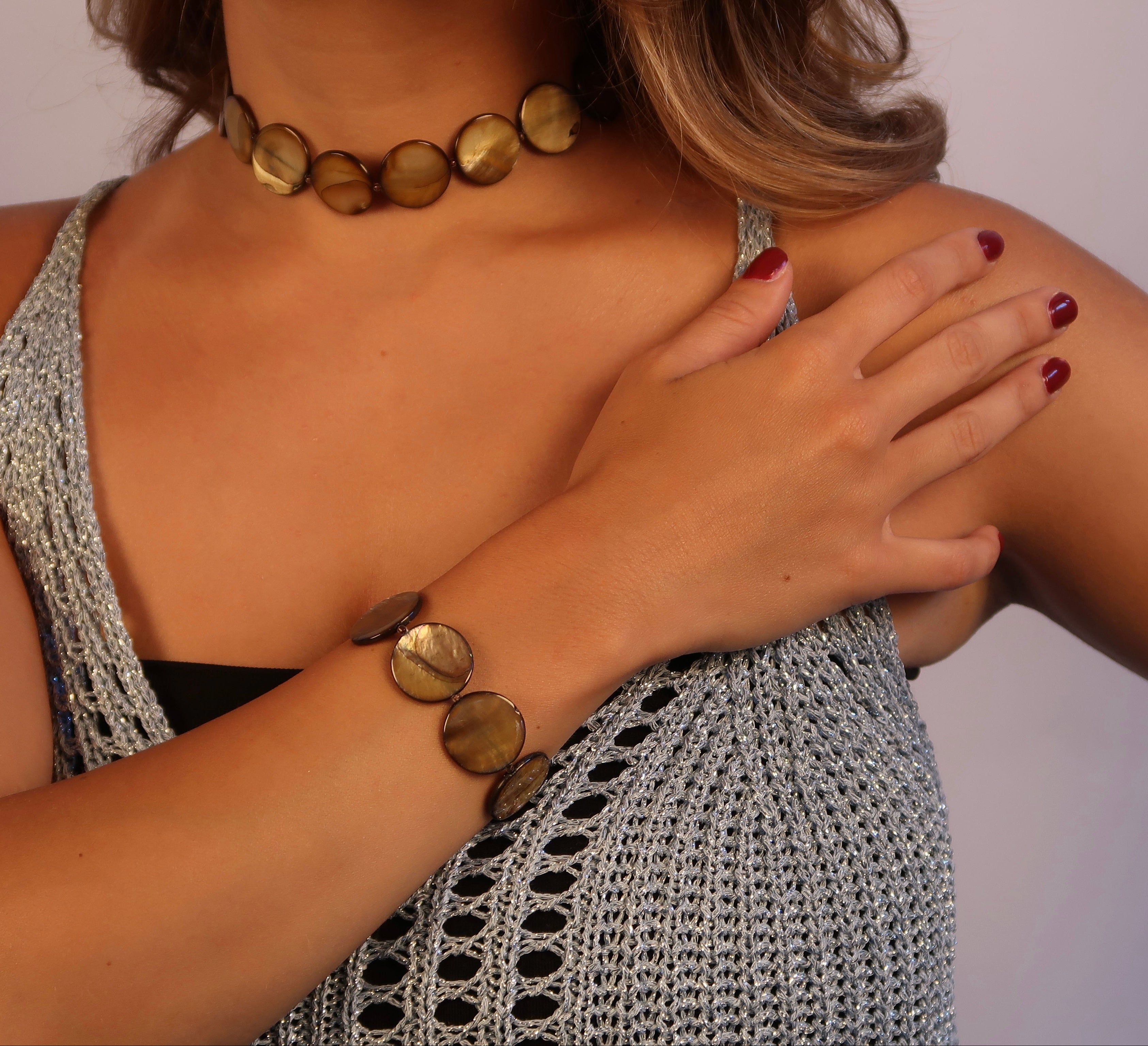 Pearl Bead Bracelet - Golden Brown