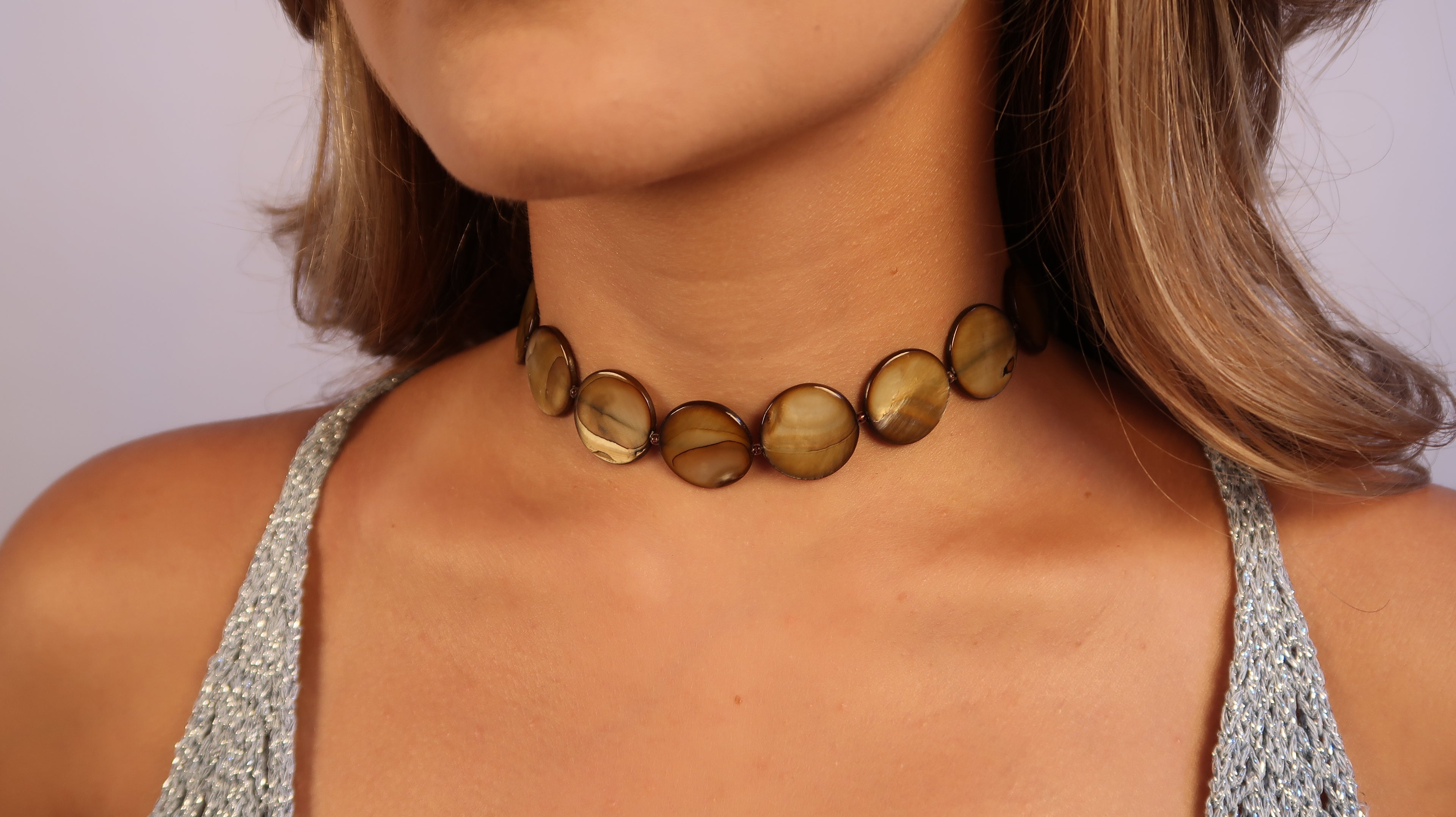 Pearl Bead Necklace - Golden Brown