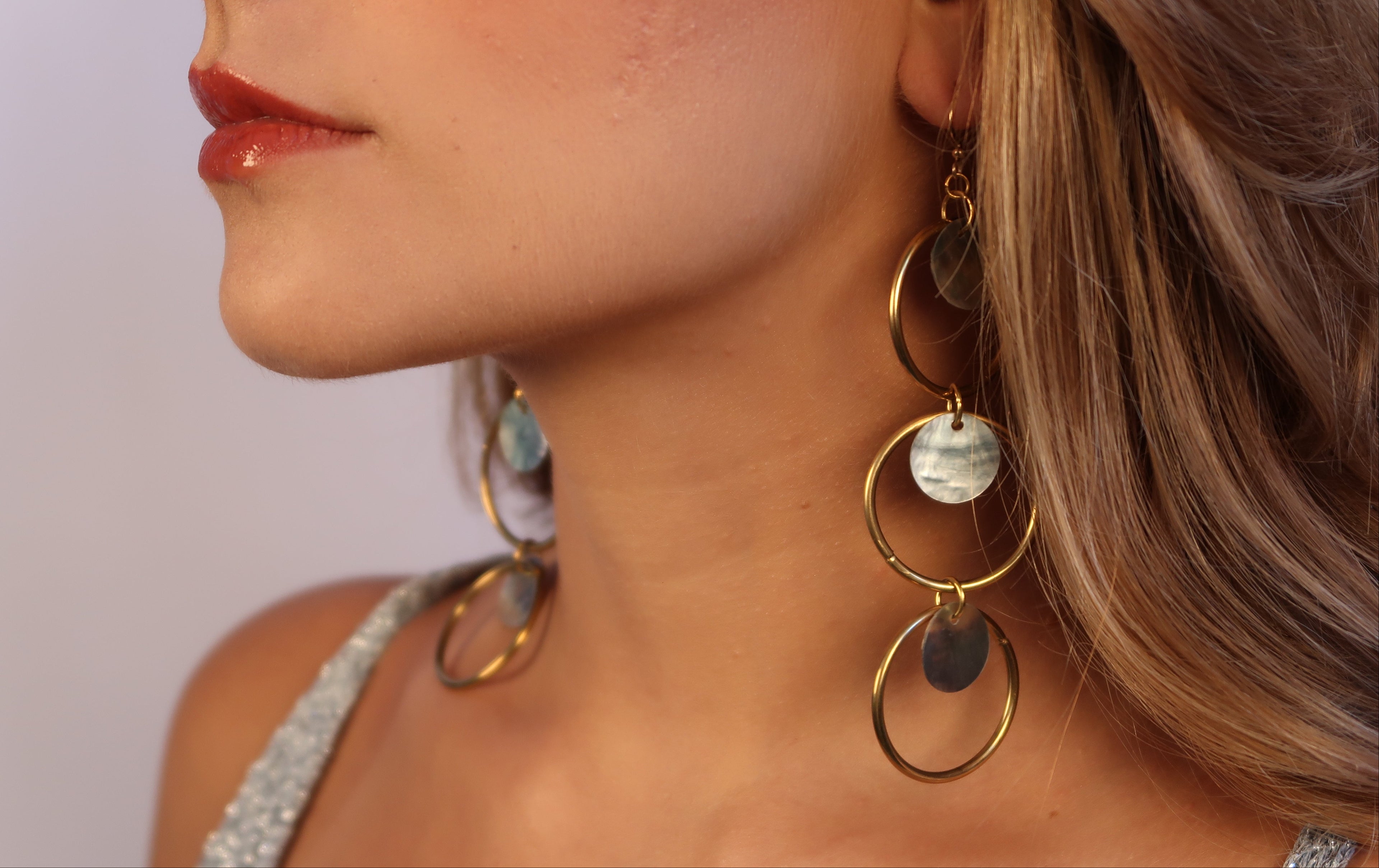 Bold Halo Drop Earrings - Gold
