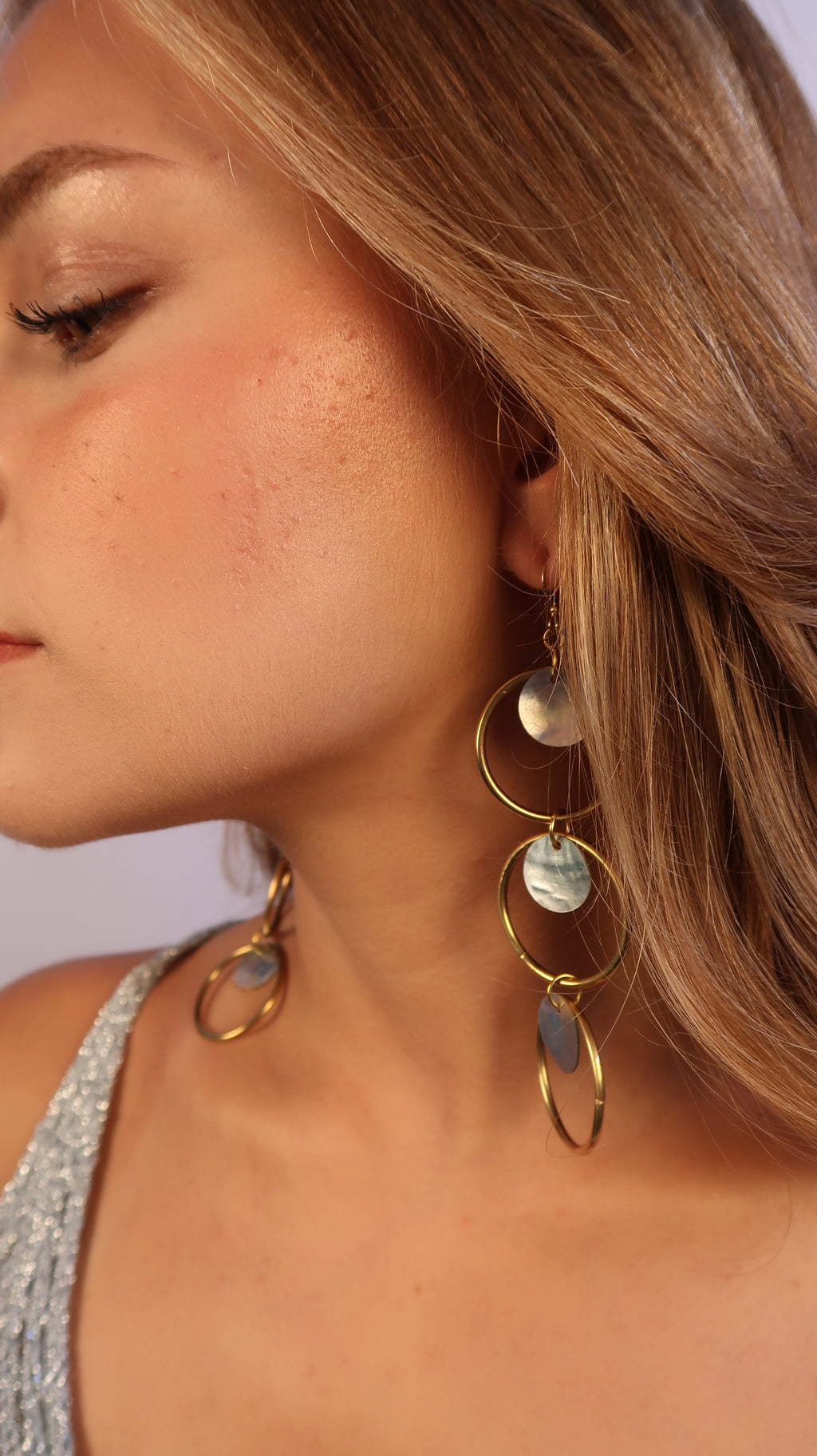 Bold Halo Drop Earrings - Gold