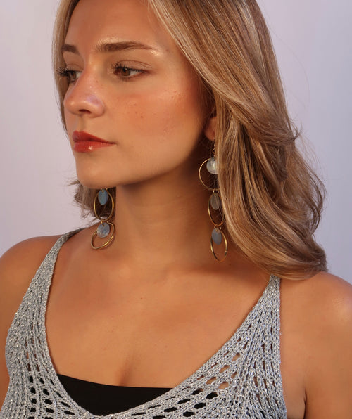 Bold Halo Drop Earrings - Gold