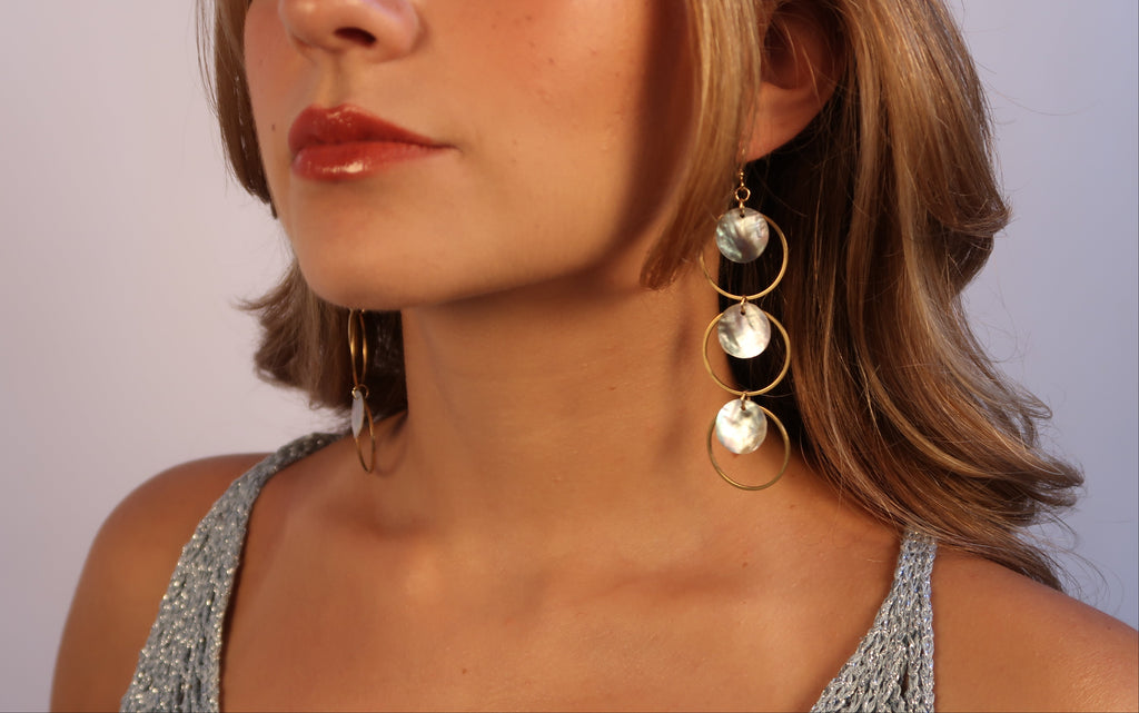 Halo Drop Earrings - Gold