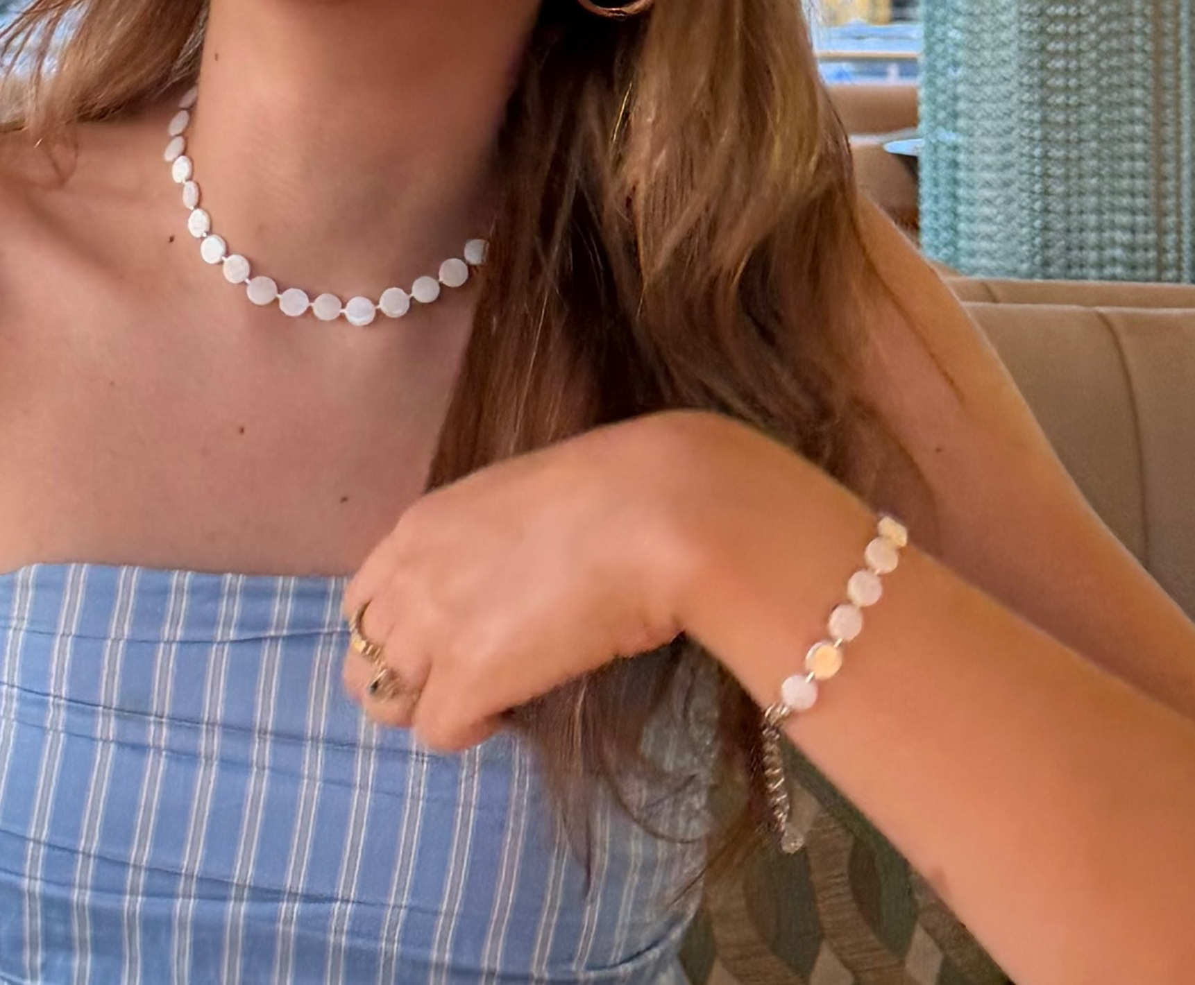 Pearl Disc Bracelet - Flat