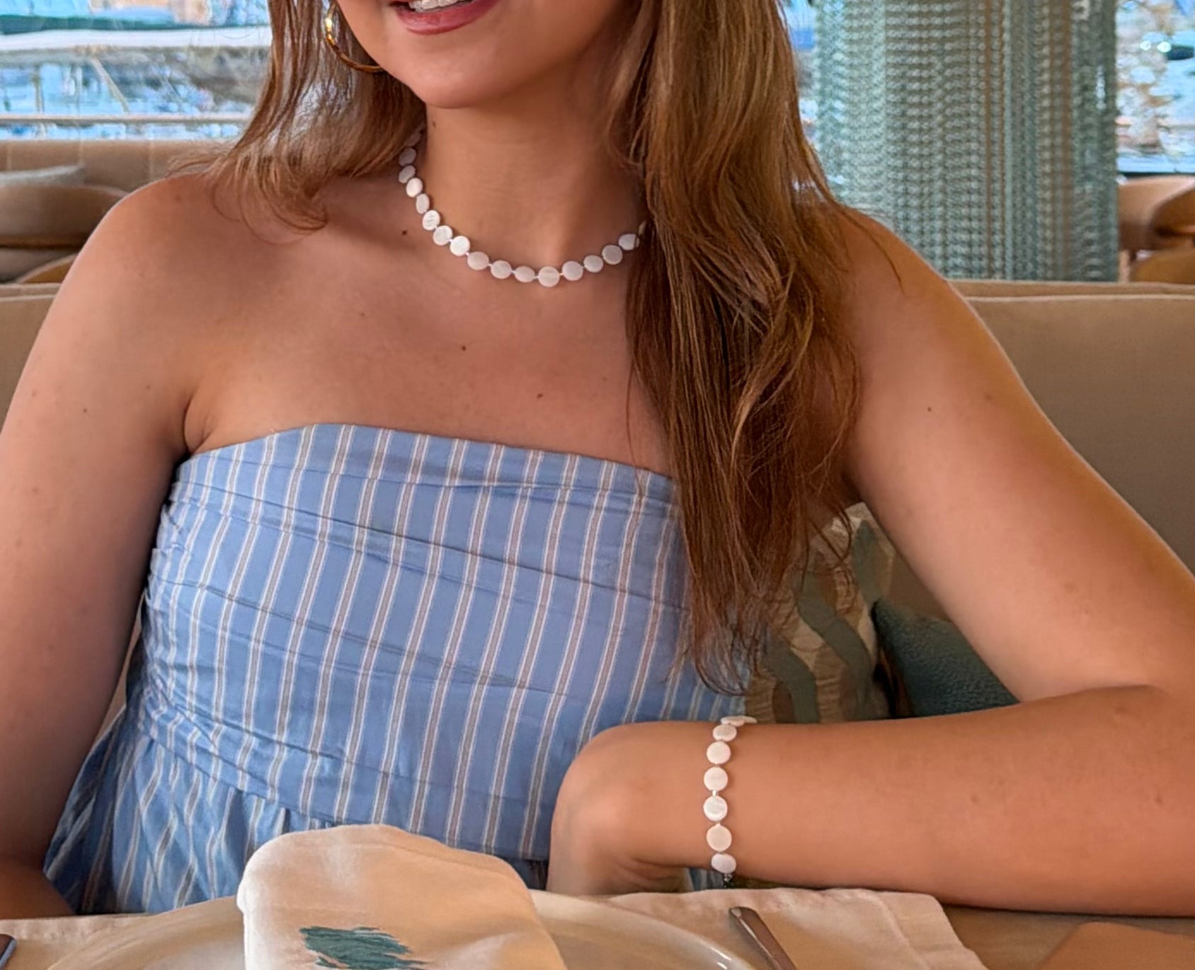 Pearl Disc Bracelet - Flat