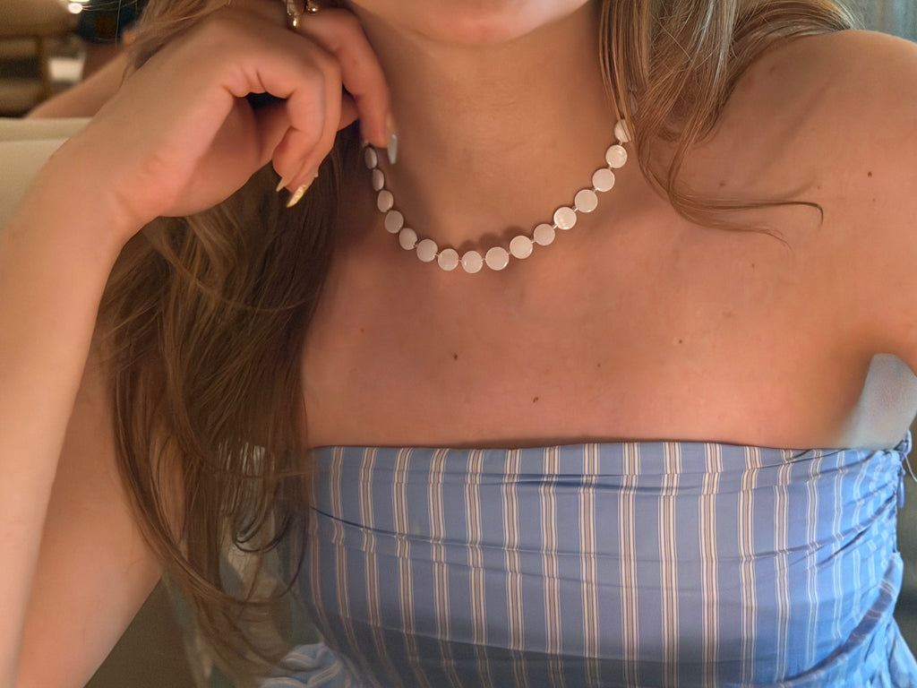 Pearl Disc Choker - Flat