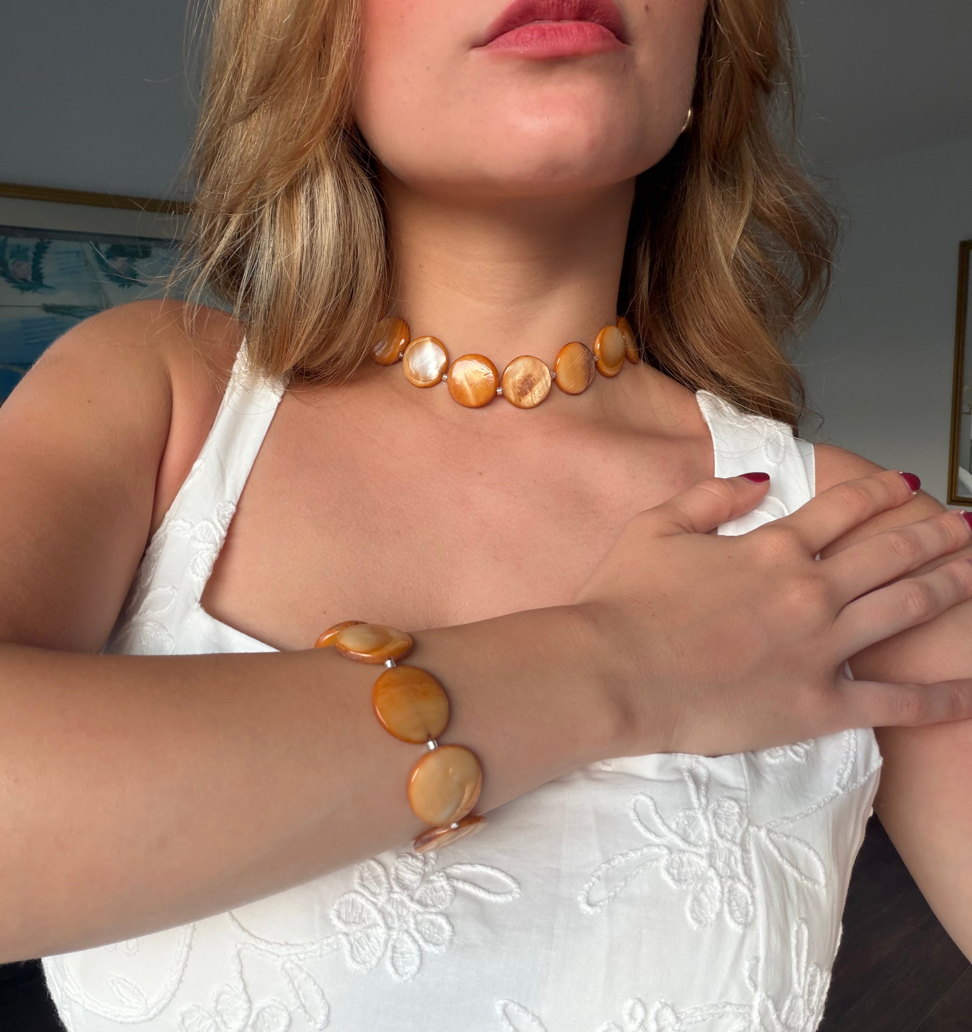 Pearl Bead Necklace - Peach