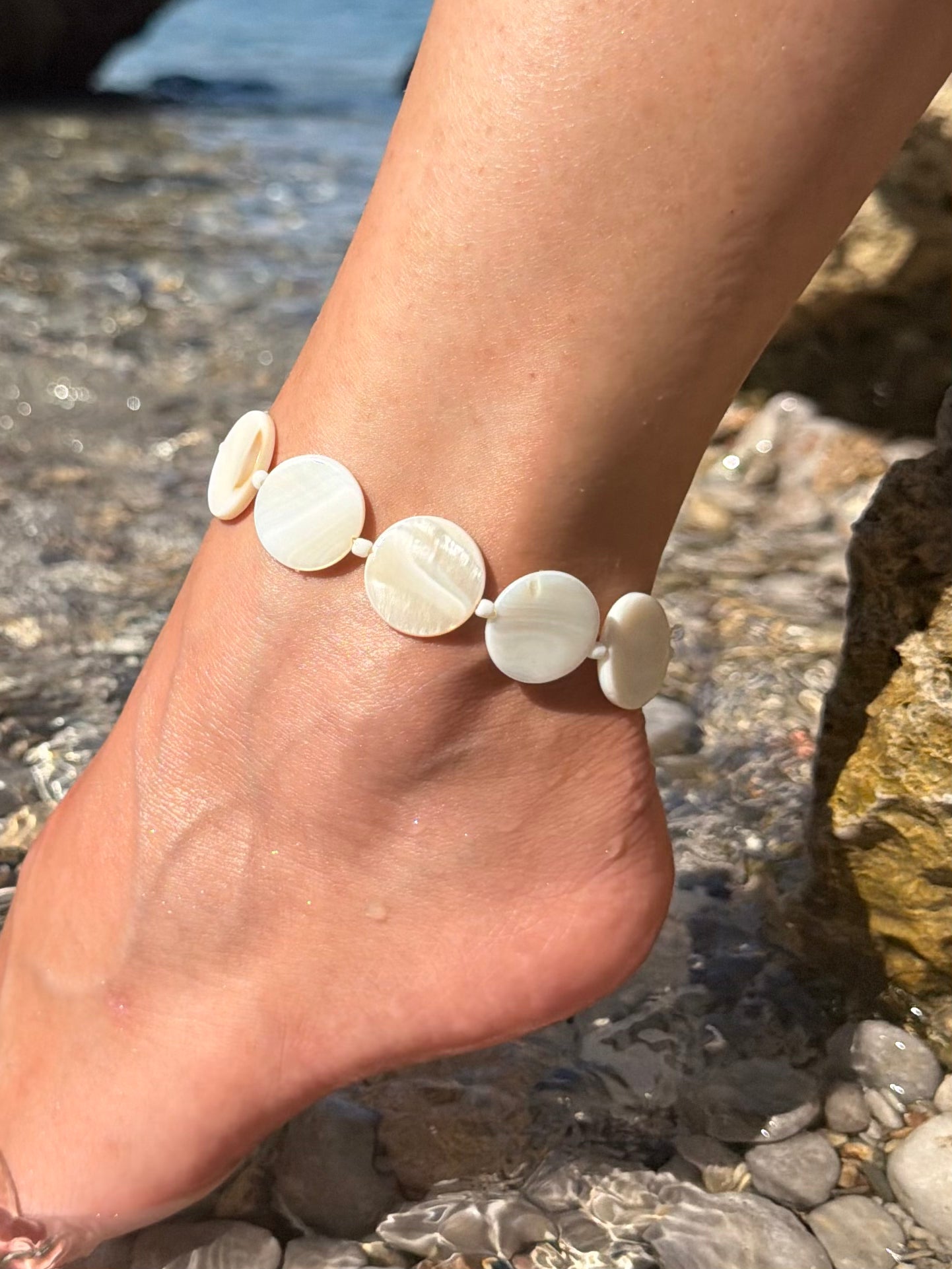 Pearl Bead Anklet - White/Cream