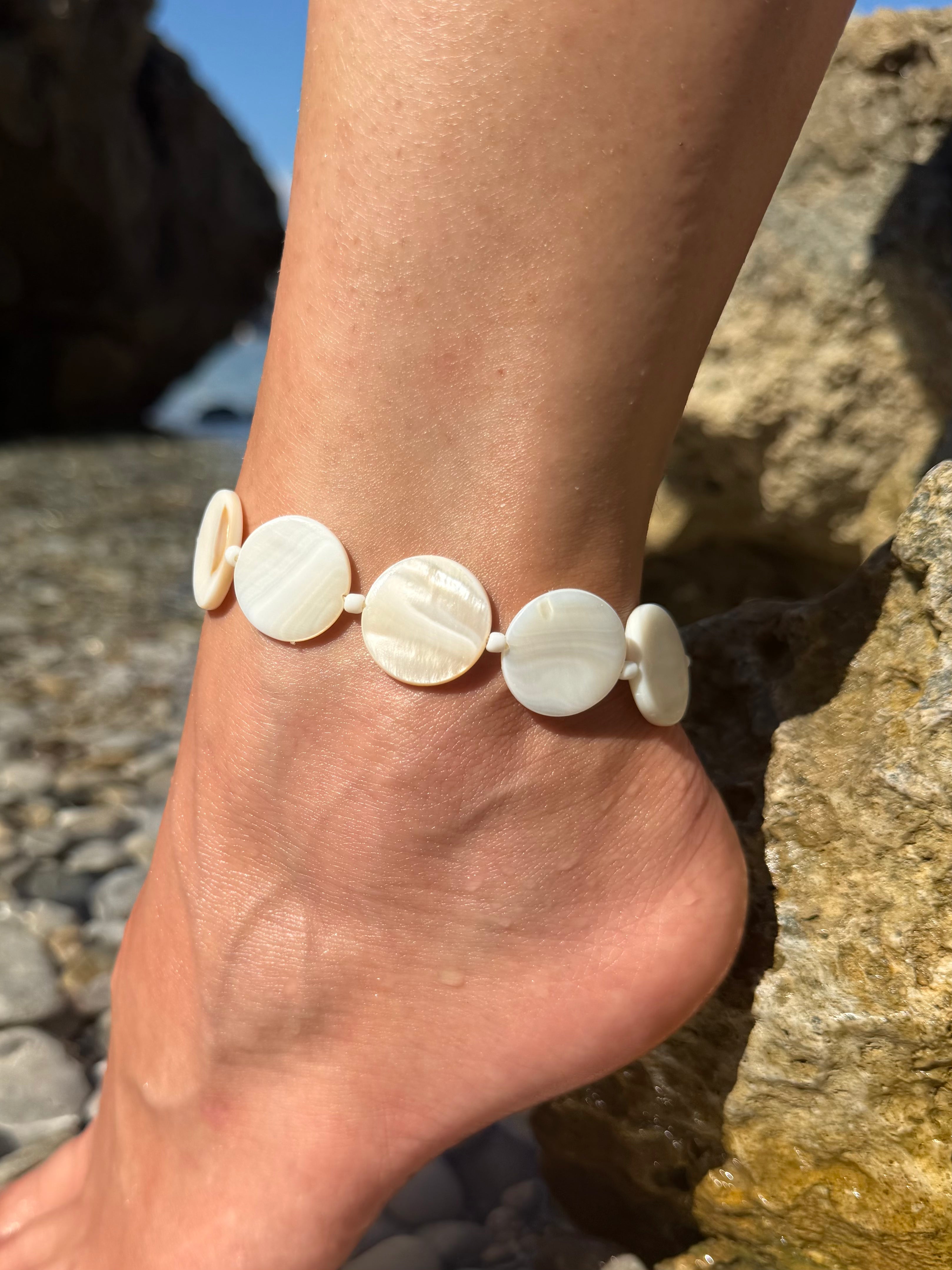 Pearl Bead Anklet - White/Cream