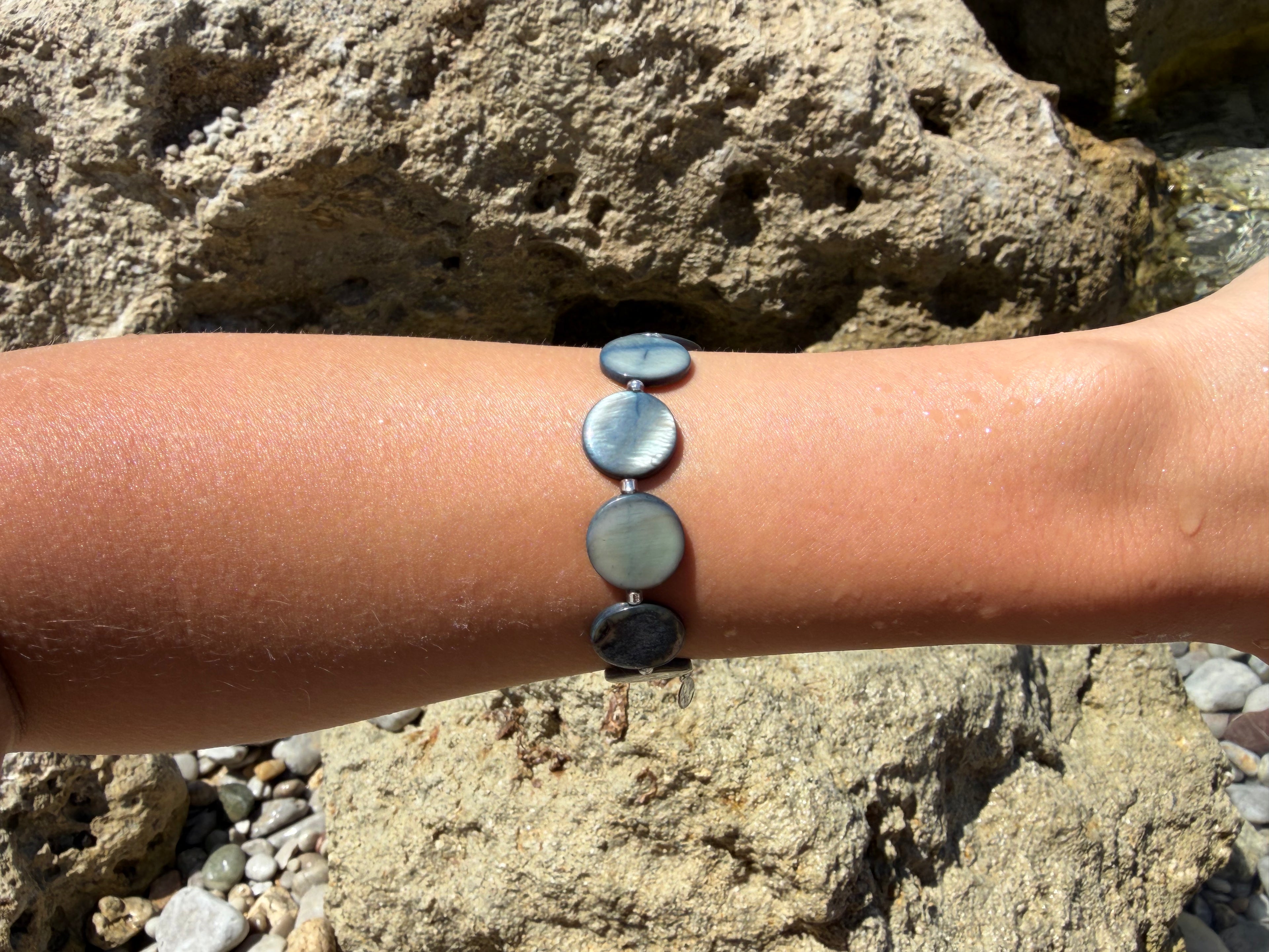 Pearl Bead Bracelet - Slate Blue