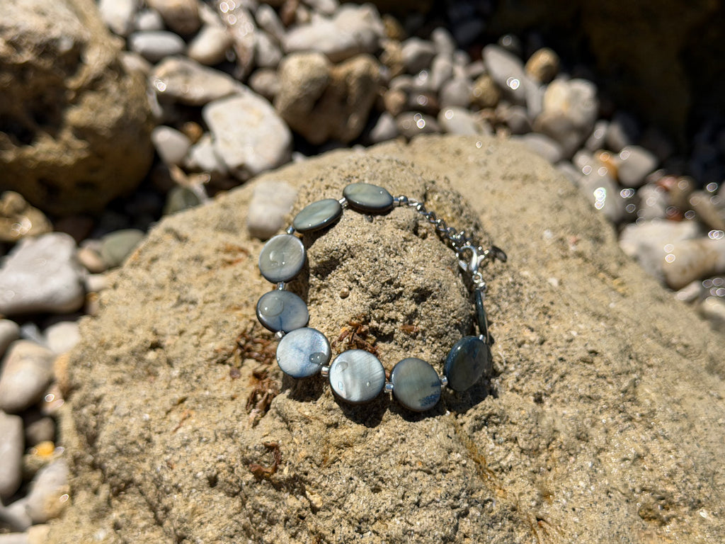 Pearl Bead Bracelet - Slate Blue