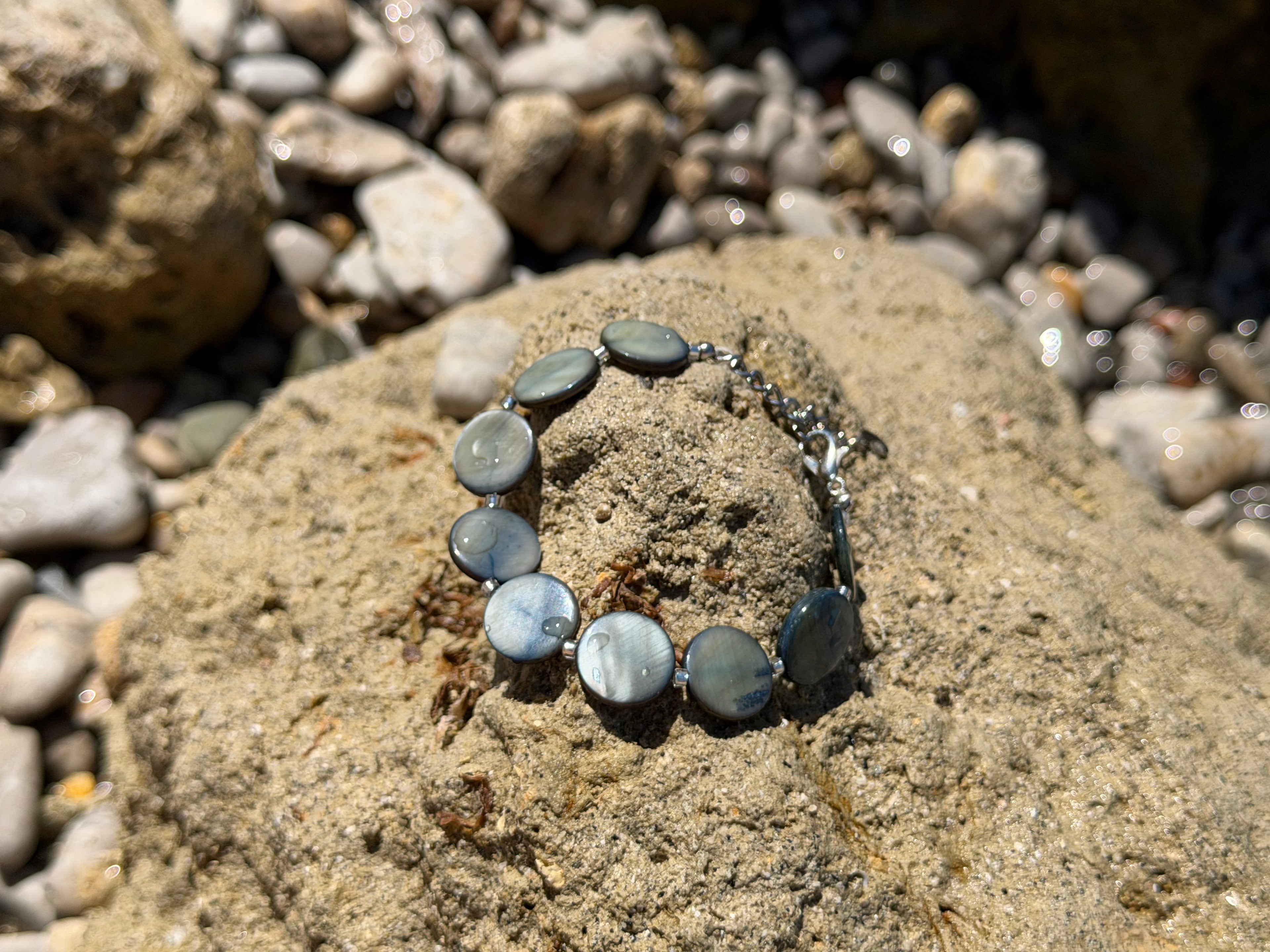 Pearl Bead Bracelet - Slate Blue