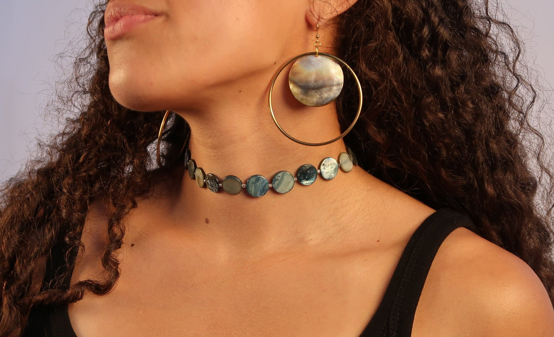 Pearl Bead Necklace - Slate Blue
