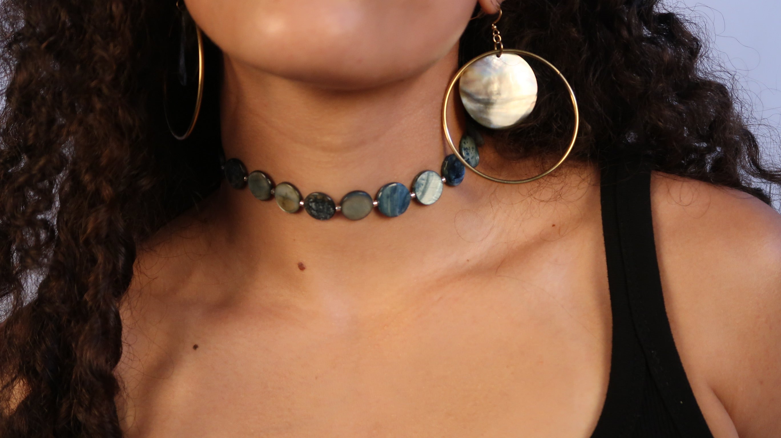 Pearl Bead Necklace - Slate Blue