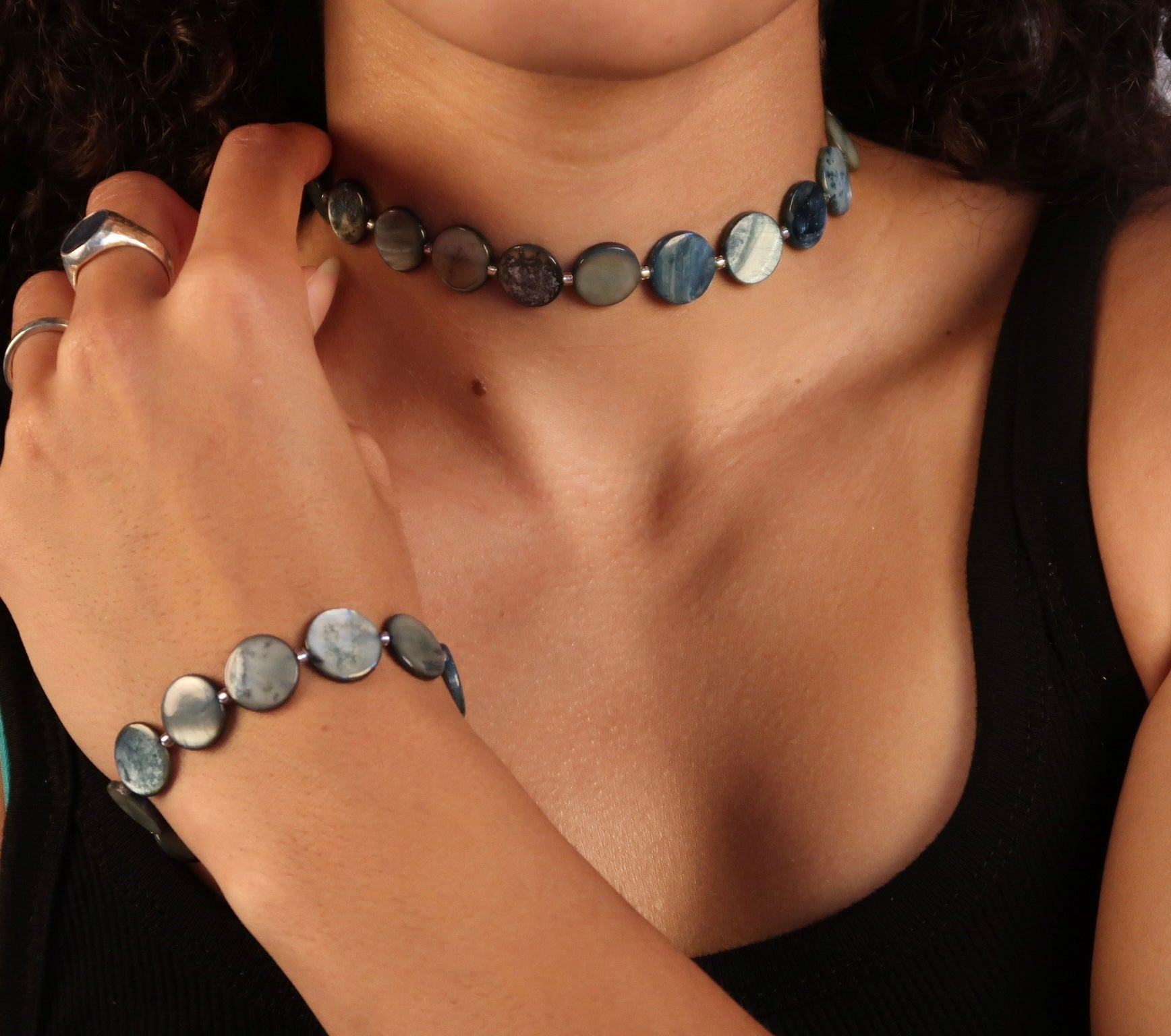 Pearl Bead Bracelet - Slate Blue