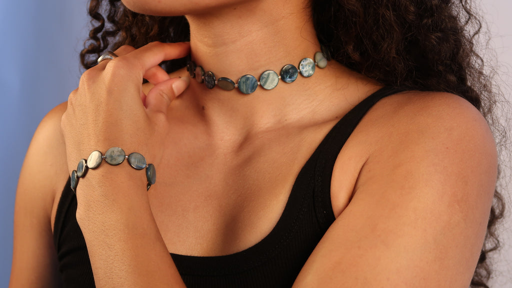 Pearl Bead Necklace - Slate Blue