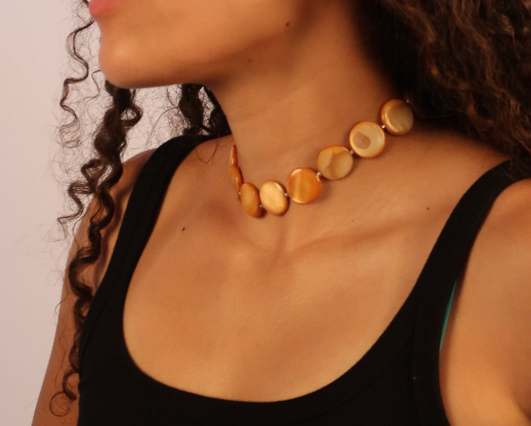 Pearl Bead Necklace - Peach
