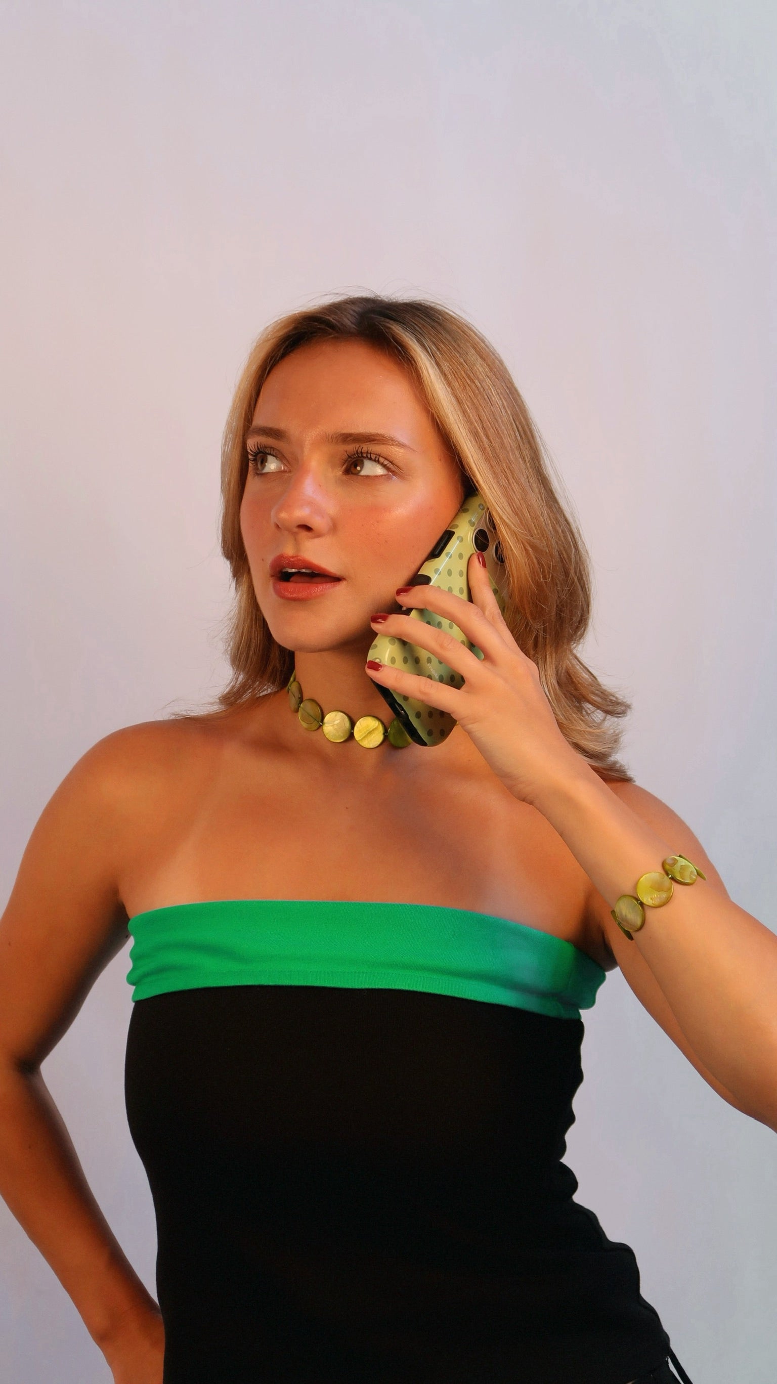 Pearl Bead Necklace - Apple Green