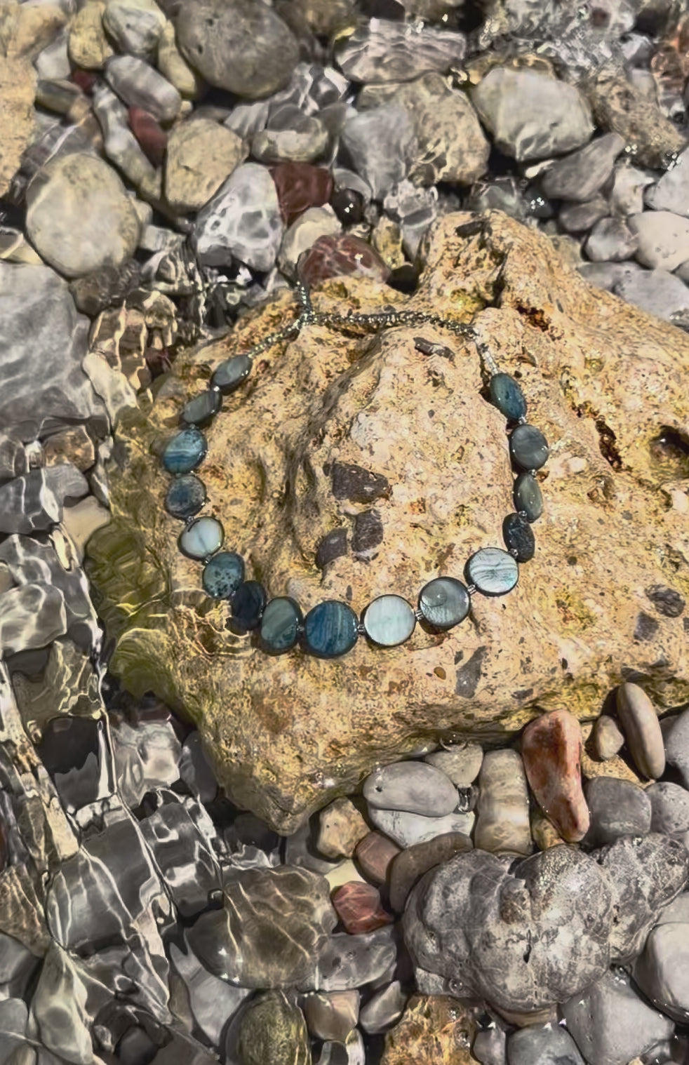Pearl Bead Necklace - Slate Blue