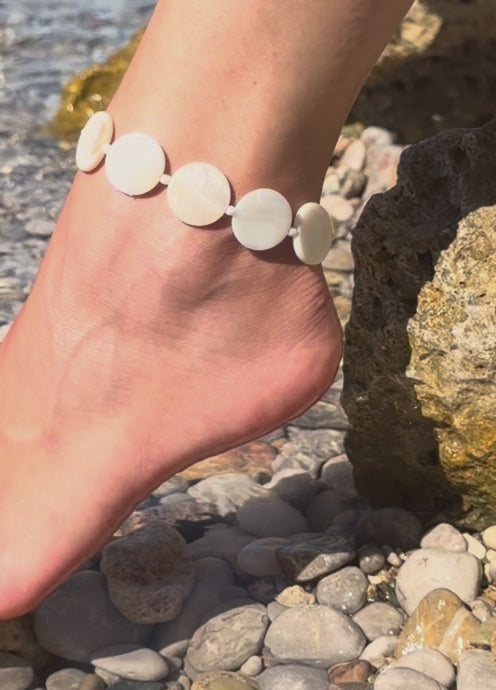 Pearl Bead Anklet - White/Cream